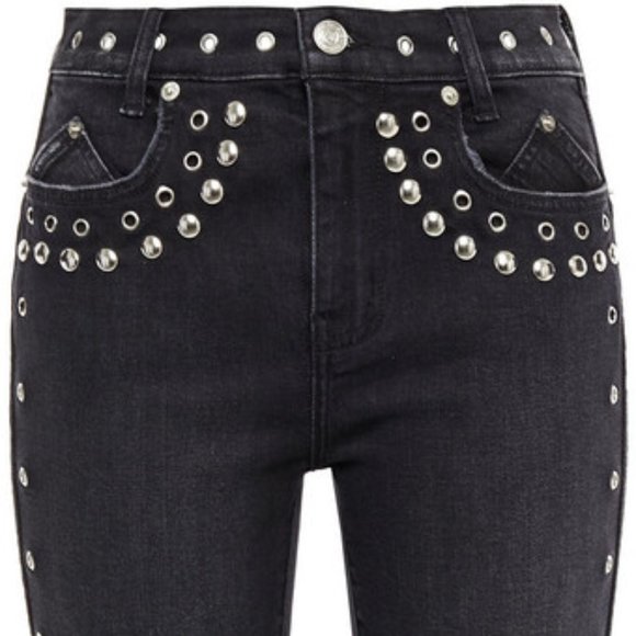 Current/Elliott The 7-Pocket High-Rise Stilleto Studded Jeans Luminary - Picture 3 of 6